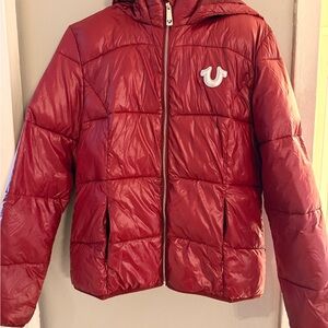 True Religion Burgundy Puffer Jacket